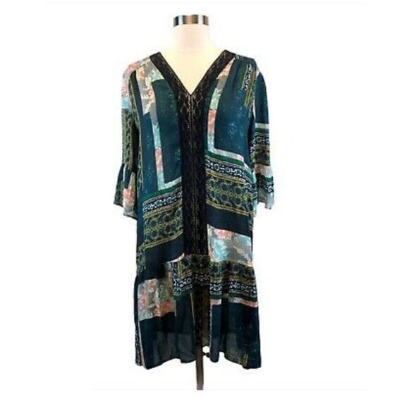 ❌Anthropologie  Maeve Patchwork  Peasant  Bell Sleeve Dress size Small - Picture 1 of 8